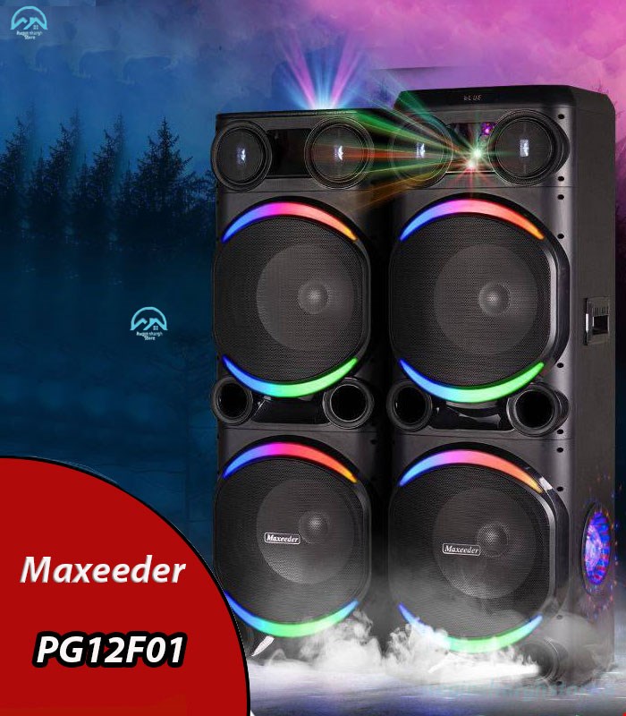 اسپیکر بلوتوثی خانگی مکسیدر مدل PG12FO1 مه ساز لیزری دودزا